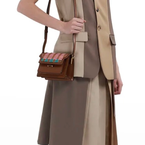 NWT Marni Trunk Mini Calfskin Woven Shoulder Bag - Picture 3 of 15